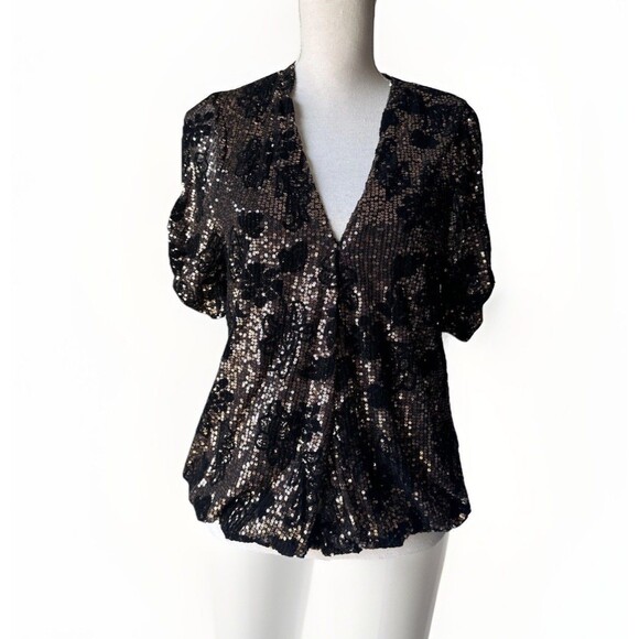 NWT Dear John YAZMINE NOVELTY TOP SPARKLING LILLY SEQUIN SIZE M - Picture 2 of 14